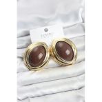 Pirinç Kahverengi Badem Model Vintage Gold Kadın Küpe - Tj-Bkp11590