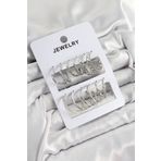 Pirinç Karışık Halka Model Gümüş Renk 6 Çift Kadın Küpe Set - TJ-BKP10876