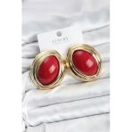 Pirinç Kırmızı Badem Model Vintage Gold Kadın Küpe - Tj-Bkp11592