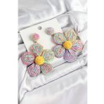 Pirinç Rainbow Papatya Model Gold Renk Kadın Hasır Küpe - Tj-Bkp10895