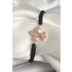 Pirinç Rose Renk Zirkon Taşlı Zambak Model Asansörlü Makrome Model Kadın Bileklik