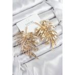 Pirinç Yaprak Model Gold Renk Kadın Küpe - Lisinya - 001-Renkli