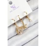 Pirinç Zirkon Taşlı 3'Lü İstiridye Ve Yıldız Model Gold Renk Kadın Küpe - Tj-Bkp11136