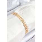 Pirinç Zirkon Taşlı Çift Sıra Model Gold Renk Asansörlü Kadın Bileklik - Tj-Bb7739