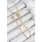 Pirinç Zirkon Taşlı Ezme Zincirli Kutup Yıldızı Model Gold Renk Y Kolye (Timya/1395) 193655