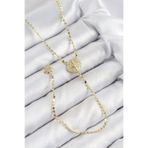 Pirinç Zirkon Taşlı Ezme Zincirli Madalyon Model Gold Renk Y Kolye - EBJ250816W37261 BKO10471