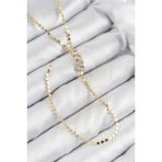 Pirinç Zirkon Taşlı Ezme Zincirli Model Gold Renk Y Kolye - Lisinya - 001-Renkli