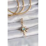 Pirinç Zirkon Taşlı Kutup Yıldızı Nazar Boncuklu Ajda Charm (Gold Renk)
