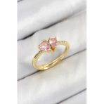 Pirinç Zirkon Taşlı Pembe Model Gold Renk Kadın Yüzük - Tj-Byk3802