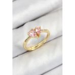 Pirinç Zirkon Taşlı Pembe Model Gold Renk Kadın Yüzük