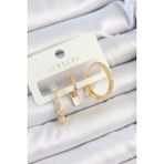 Pirinç Zirkon Taşlı Sallantılı Model Gold Renk 3'lü Çift Kadın Küpe Set - Lisinya - 001-Renkli
