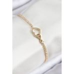 Pirinç Zirkon Taşlı Sonsuzluk Kalp Model Gold Renk Kadın Bileklik - Tj-Bb7693