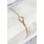 Pirinç Zirkon Taşlı Sonsuzluk Model Gold Renk Kadın Bileklik - Tj-Bb7693