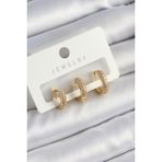 Pirinç Zirkon Taşlı Yıldız Model Gold Renk 3'lü Çift Kadın Küpe Set - Lisinya - 001-Renkli