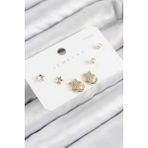 Pirinç Zirkon Taşlı Yıldız Model Gold Renk 925 Ayar Gümüş Çivi Kadın Küpe Set - Lisinya - 001-Renkli