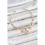 Pirinç Zirkon Taşlı Yıldız Model Gold Renk Charm Bileklik 5886