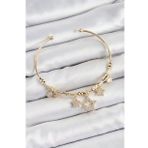Pirinç Zirkon Taşlı Yıldız Model Gold Renk Charm Bileklik