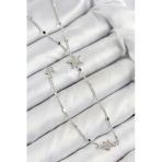 Pirinç Zirkon Taşlı Yıldız Model Gümüş Renk Y Kolye - XD-BKO10455-ST