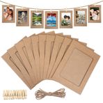 Piriuuo 10 Adet Kağıt Resim Çerçevesi, 10 x 15 cm Kağıt Fotoğraf Çerçevesi Klipsli ve Telli Karton Fotoğraf Çerçeveleri Ev, Sınıf, Ofis, Düğün için Kendin Yap Klipsli Asılı Fotoğraf Teşhir Tutucuları