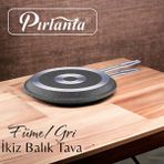 Pırlanta Füme 32 cm Granit İkiz Balık Tavası