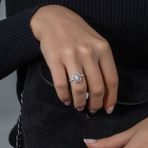 Pırlanta Modeli Baget Taşlı Gümüş Yüzük