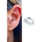 Pırlanta Parlaklığında Zirkon Taşlı 925ayar Gümüş Fiyonk Tragus Kıkırdak Helix Halka Piercing
