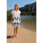 Pırlanta Textile Plaj Elbisesi Bambu Peştemal Filli Desen Beyaz Renk - XS - Beyaz - Abanoz