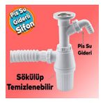 Pis Su Giderli Sokulebilir Tasli Cift Gider Sifon Koruklu Temizlenebilir Mutfak Banyo Lavabo Koruklu Boru