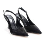 Pisagor PS-32140 7 cm Topuklu Kadın Stiletto Abiye Ayakkabı - Siyah