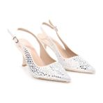 Pisagor PS-32150 Kadın 7 cm Arkası Açık Abiye Stiletto Ayakkabı - Gümüş