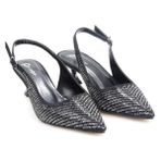 Pisagor PS-32350 Kadın 4 cm Arkası Açık Taşlı Abiye Stiletto Ayakkabı - Siyah