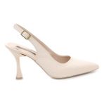 Pisagor PS-32650 8,5 cm Topuklu Kadın Arkası Açık Stiletto Ayakkabı - Krem