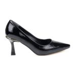 Pisagor PS-32790 7,5 cm Topuklu Kadın Stiletto Ayakkabı - Siyah - Rugan