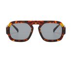 piscm Trendy Altıgen Aviator Güneş Gözlüğü Kadın Erkek 70s Retro Kare Düz Üst Geometrik Güneş Gözlükleri Tonları, Kaplumbağa Kabuğu/Açık Gri, One Size