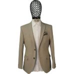 Piserro Slim Fit Yünlü Klasik Desenli Bej Rengi Yün Ceket - 48 / 6