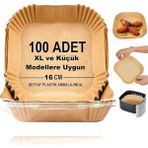 Pişirme Kağıdı Kare 100 Adet Hava Fritöz Parşömen Ithal Fırın Kağıdı Tek Kullanımlık
