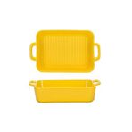 Pişirme Tabağı 2 Adet Dikdörtgen Pişirme Tepsisi Porselen Pişirme Tabağı Tavuk Patates Fırınlanmış Pirinç Pişirme Kabı (700/900 ml) Lazanya Tavaları (Renk: 9,5 inç sarı)
