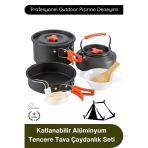 #Pişirmeseti Kamp Seti Katlanabilir Alüminyum Tencere Tava Çaydanlık Outdoor Piknik Trekking Dağcılık Isı İletkenliği Yü