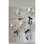 PISPISBALONCUK siyah kurdeleli şeffaf beyaz balon coquette babyshower doğum günü parti süsü cinsiyet bride kutlama