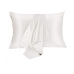Pistore Beyaz Ekru İpek Saten Yastık Kılıfı 50 x 70 cm. 1 Adet