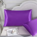 Pistore Koyu Mor Ipek Saten Yastık Kılıfı 50 x 70 2'li - 50 x 70 cm - Lila