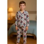 Pistyle Erkek Çocuk Karekter Desenli Düğmelli Pijama Takımı