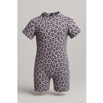 pistyle Kız Çocuk Leopar Desenli +40 Faktör Güneş Uv Kurumalı.açık Pembe Tulum Mayo