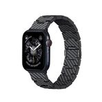 Pitaka Modern Serisi Apple Watch / Ultra Uyumlu Retro Çelik Karbon Fiber Kordon - Siyah