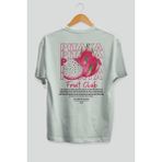 Pitaya Arka Baskılı Beyaz Oversize T-Shirt Erkek Kadın Pamuk Bisiklet Yaka Tişort