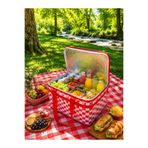 Pixue 40L Termal Pötikareli Sepet 43x33x26cm & 160X160 cm Premium Pötikareli Kırmızı Beyaz Örtü Seti Tam Takım Piknik Keyfi
