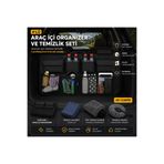 Pixue 4’lü Profesyonel Oto Organizer & Temizlik Seti Bakım ve Düzen Kiti Bagaj Düzenleyici Mikrofiber Toz Fırçası Yıkama Eldiveni Ingiliz Bezi