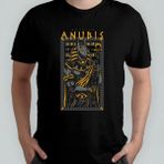 Pixxa Anubis Mısır Mitoloji Egypt Unisex %100 Pamuklu Bisiklet Yaka T-Shirt - Siyah