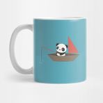 Pixxa Cute Panda Fishing In A Boat T-Shirt Kupa Bardak