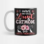 Pixxa I Have Two Titles Aunt And Cat Mom And I Rock Them Both Floral Cat Lover Mother Gift Kupa Bardak